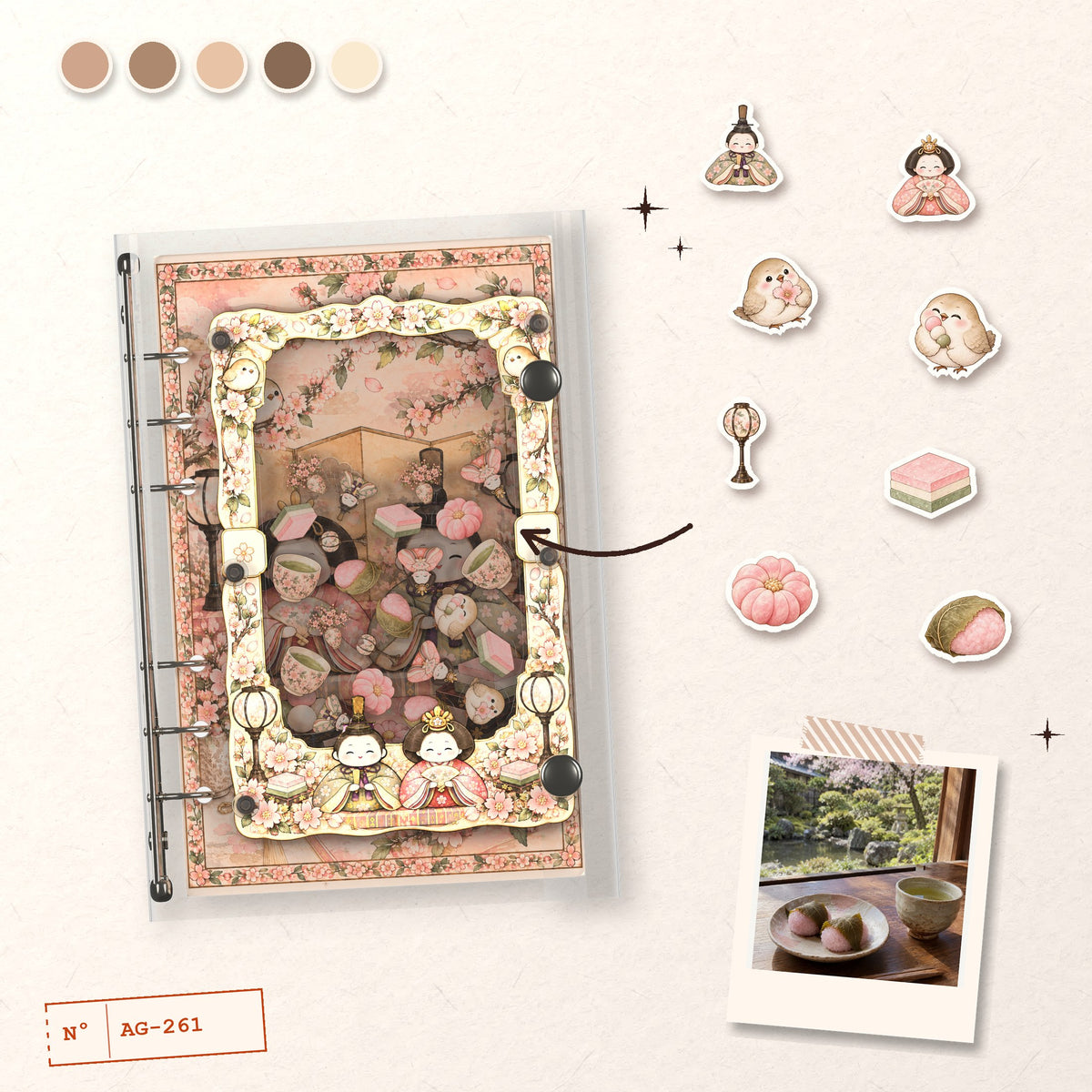 Hina Doll Sakura Tea design story: the charms inside and the cover