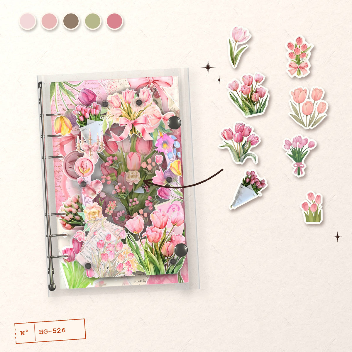 Pink Tulips design story: the charms inside and the cover