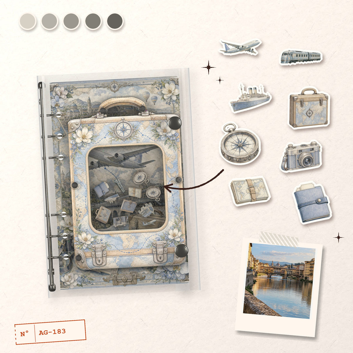 Vintage Suitcase Atlas design story: the charms inside and the cover