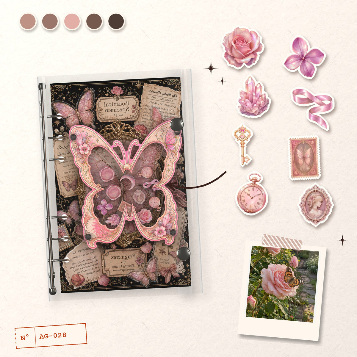 Pink Butterfly Specimen design story: the charms inside and the cover