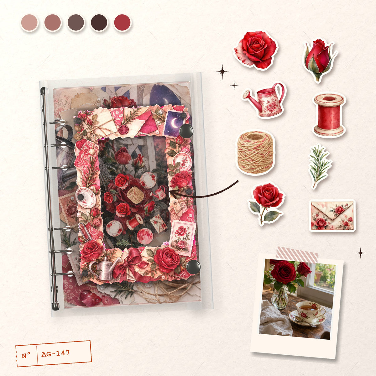 Red Climbing Roses design story: the charms inside and the cover