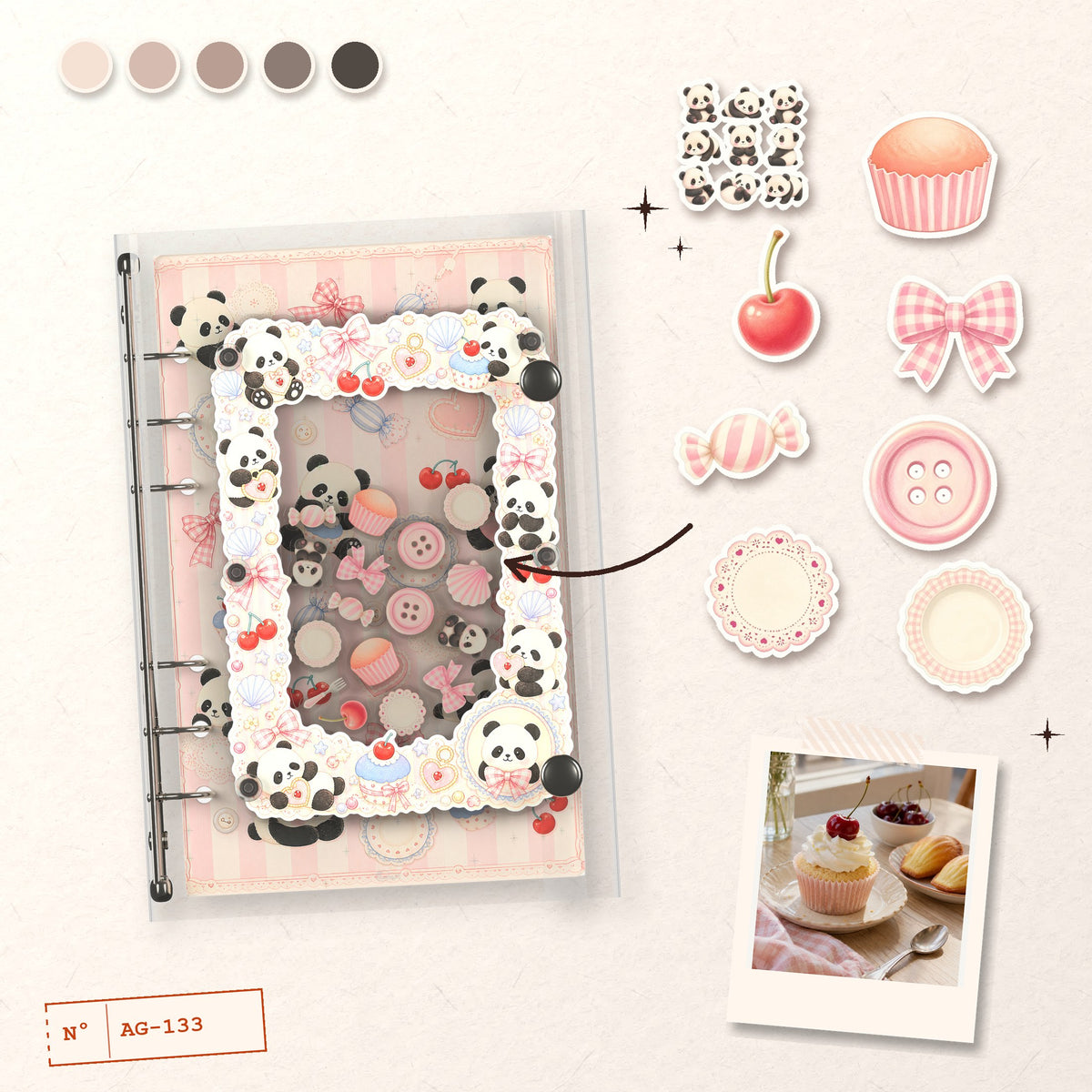 Panda Cupcakes design story: the charms inside and the cover