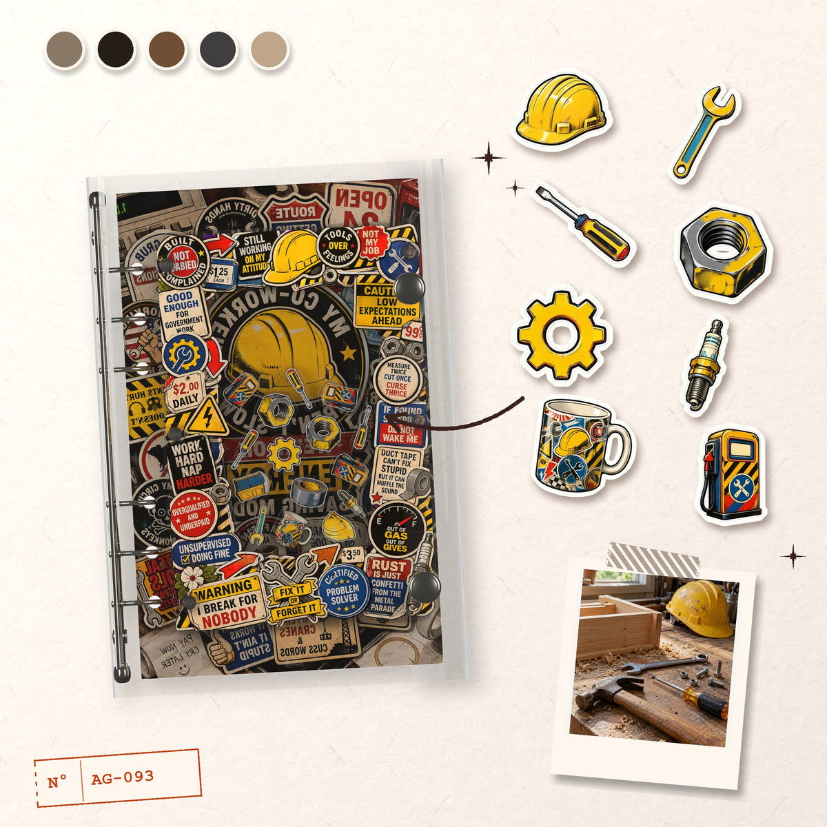 Hard Hat Stickers design story: the charms inside and the cover