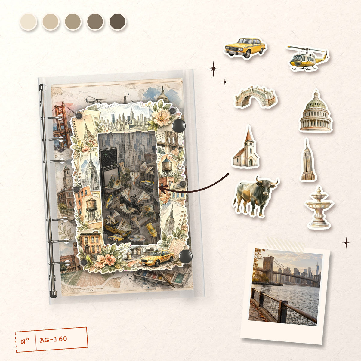 New York Collage design story: the charms inside and the cover