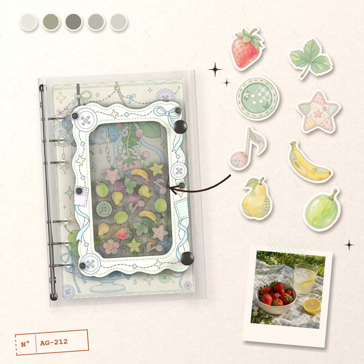 Pastel Fruit Patches design story: the charms inside and the cover