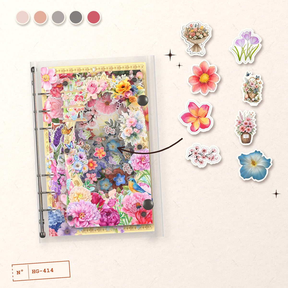 Bluebird Flower Garden design story: the charms inside and the cover