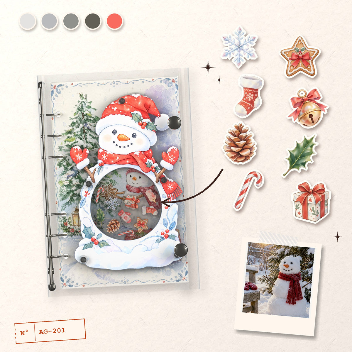 Christmas Snowman design story: the charms inside and the cover