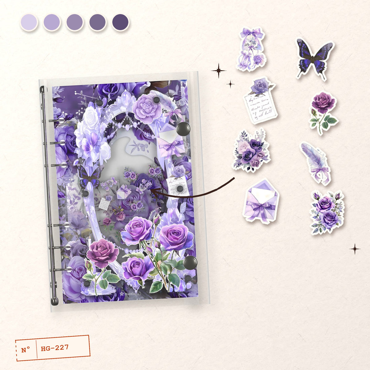 Lavender Pearl Roses design story: the charms inside and the cover