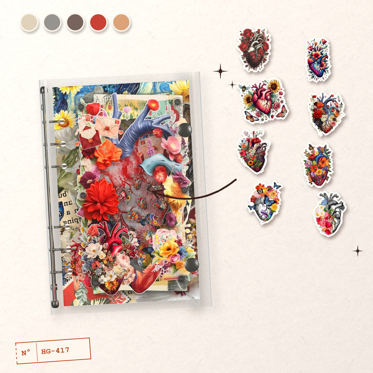 Anatomical Heart Florals design story: the charms inside and the cover