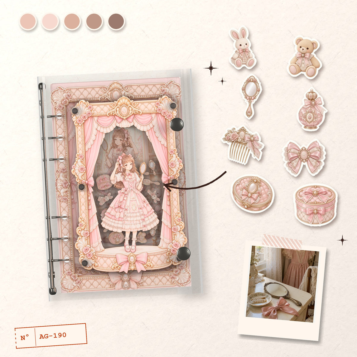 Pink Doll Window design story: the charms inside and the cover