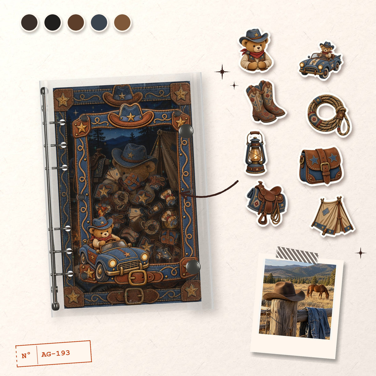 Cowboy Bear Camp design story: the charms inside and the cover