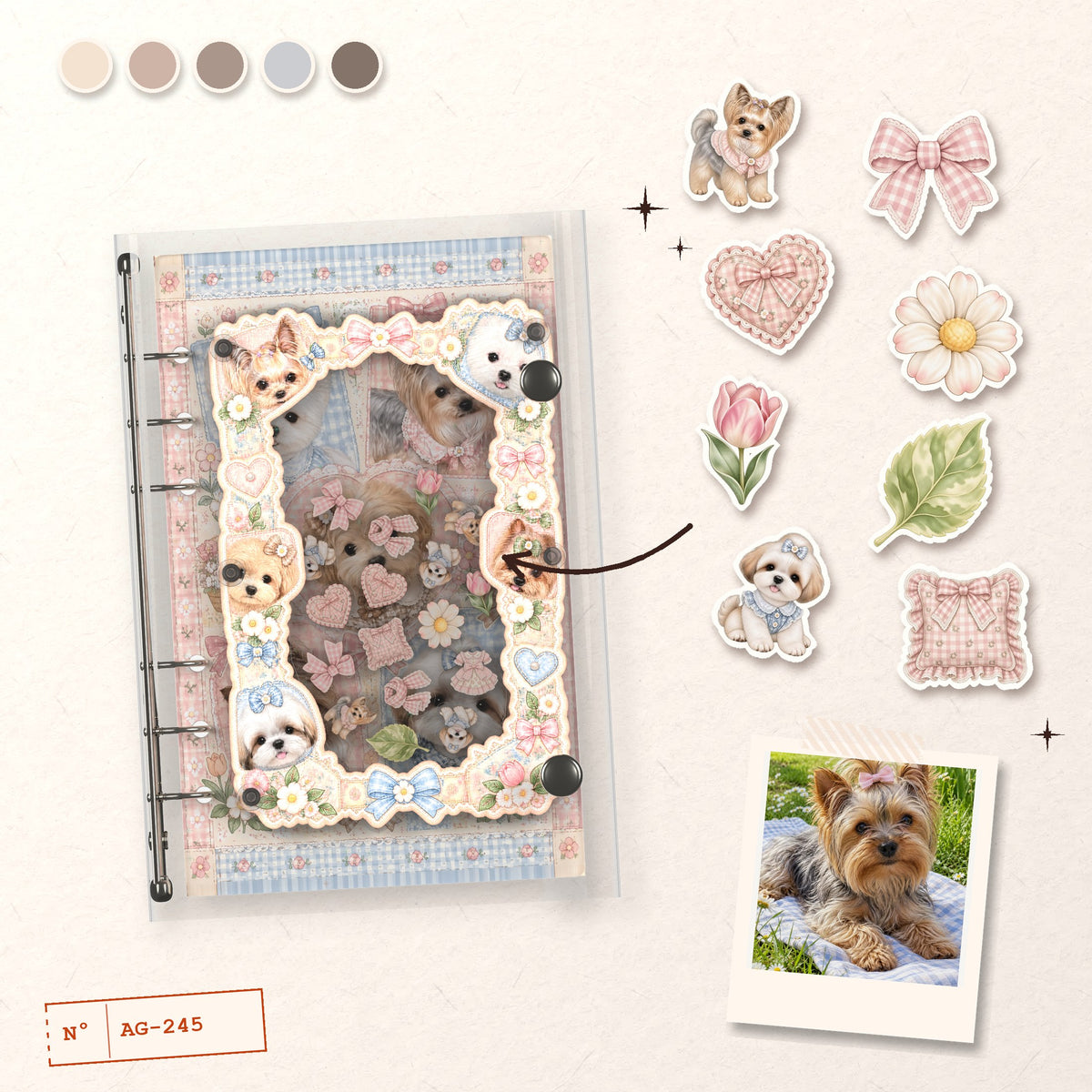 Gingham Puppies design story: the charms inside and the cover