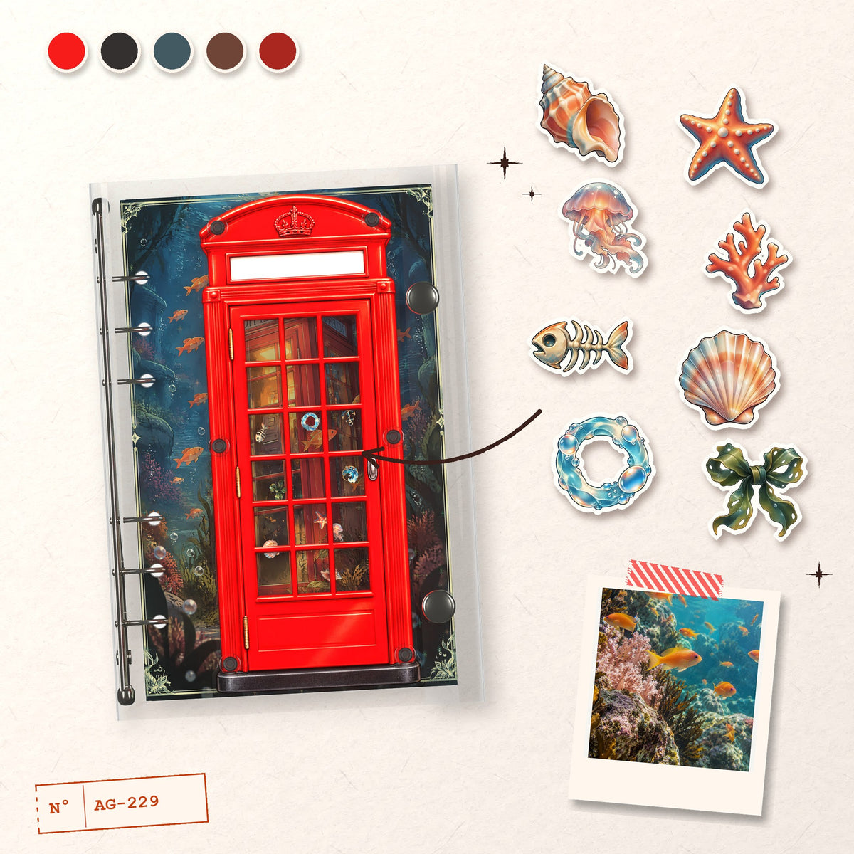 Undersea Phone Booth design story: the charms inside and the cover