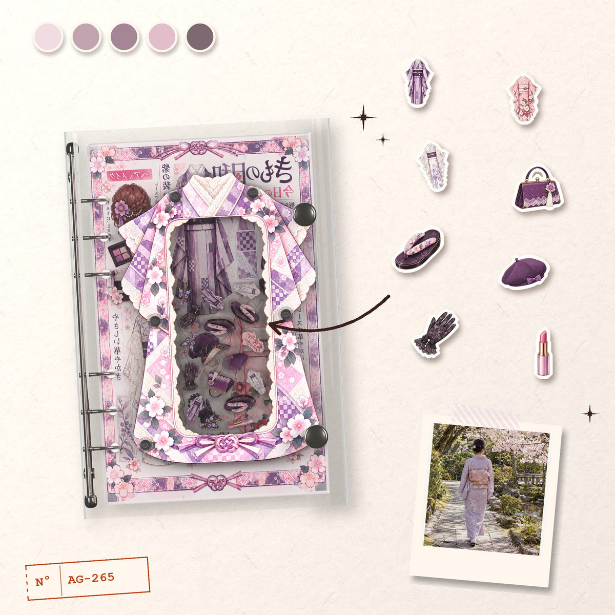 Kimono Collage design story: the charms inside and the cover