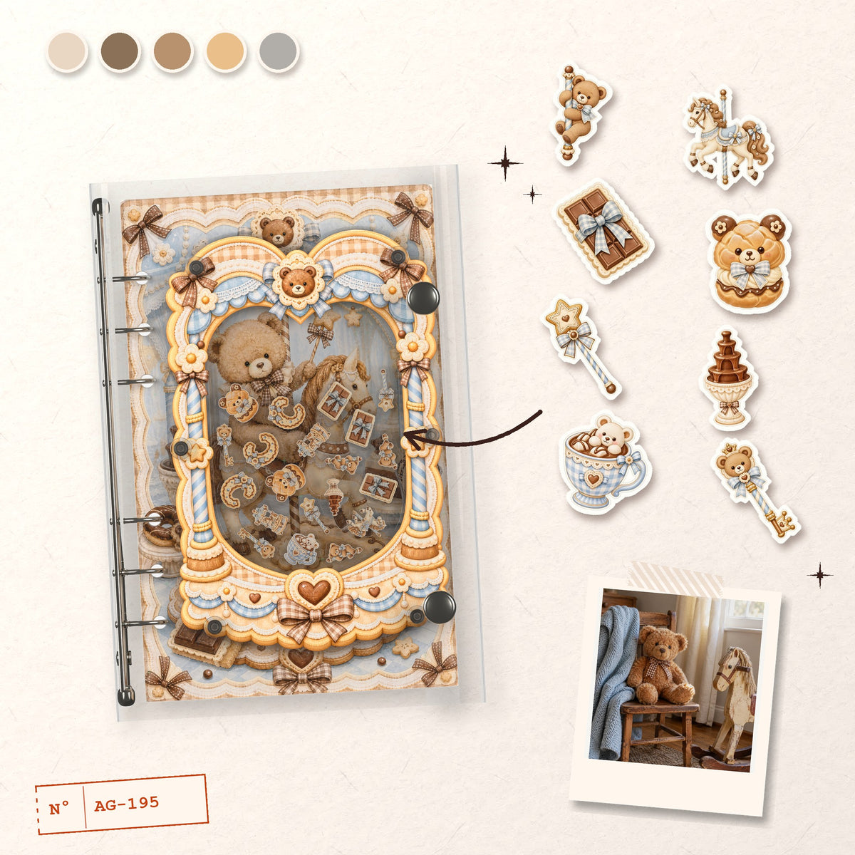 Chocolate Carousel Bear design story: the charms inside and the cover