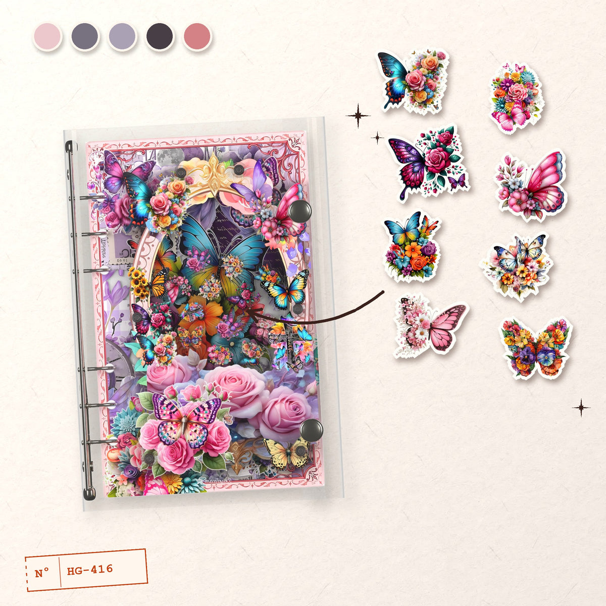 Rose Butterflies design story: the charms inside and the cover