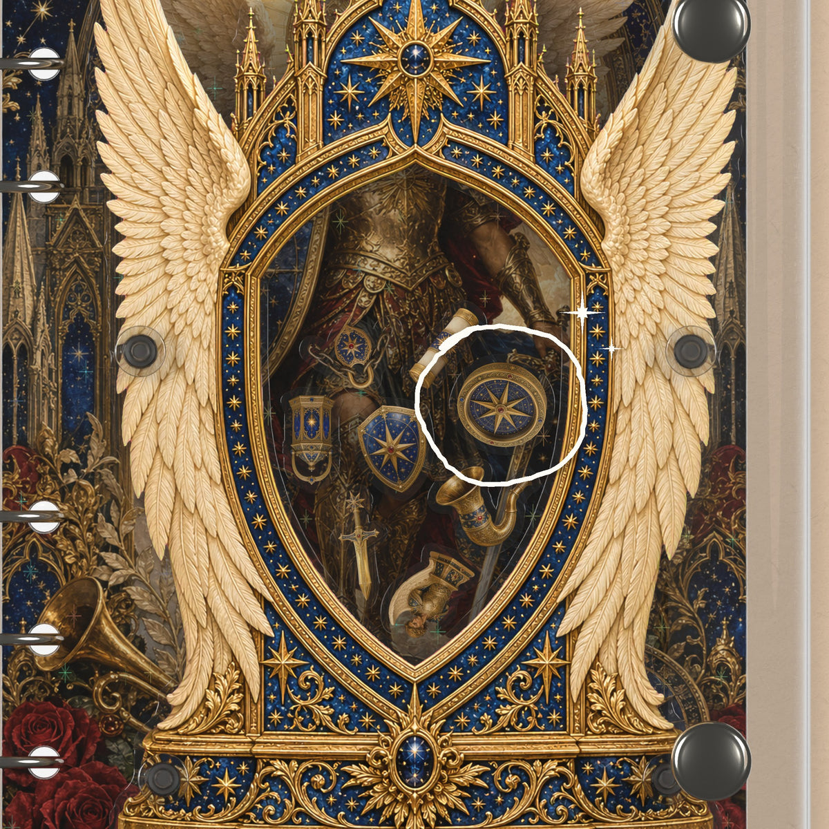 Close-up of the shaker window and charms, Celestial Angel Wings