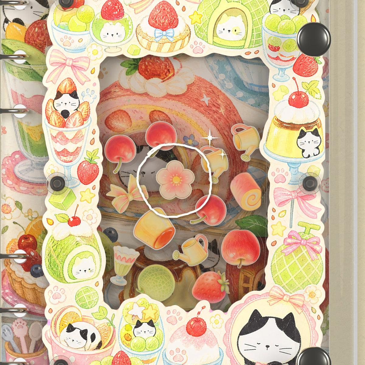 Close-up of the shaker window and charms, Fruit Cat Party