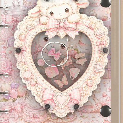 Close-up of the shaker window and charms, Pink Lamb Sweetheart