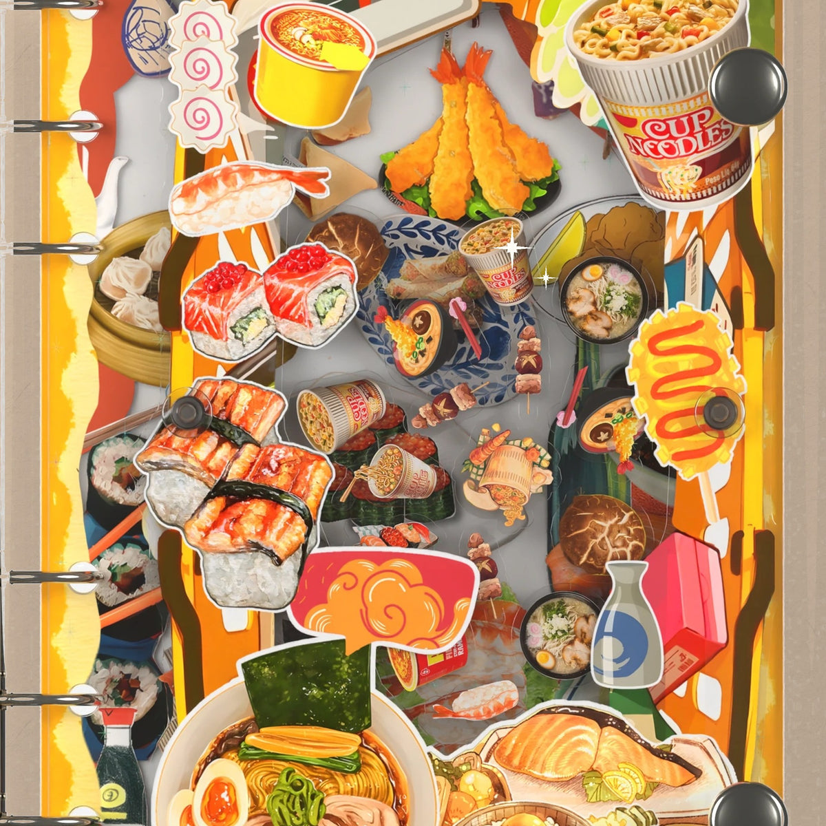 Close-up of the shaker window and charms, Sushi & Ramen