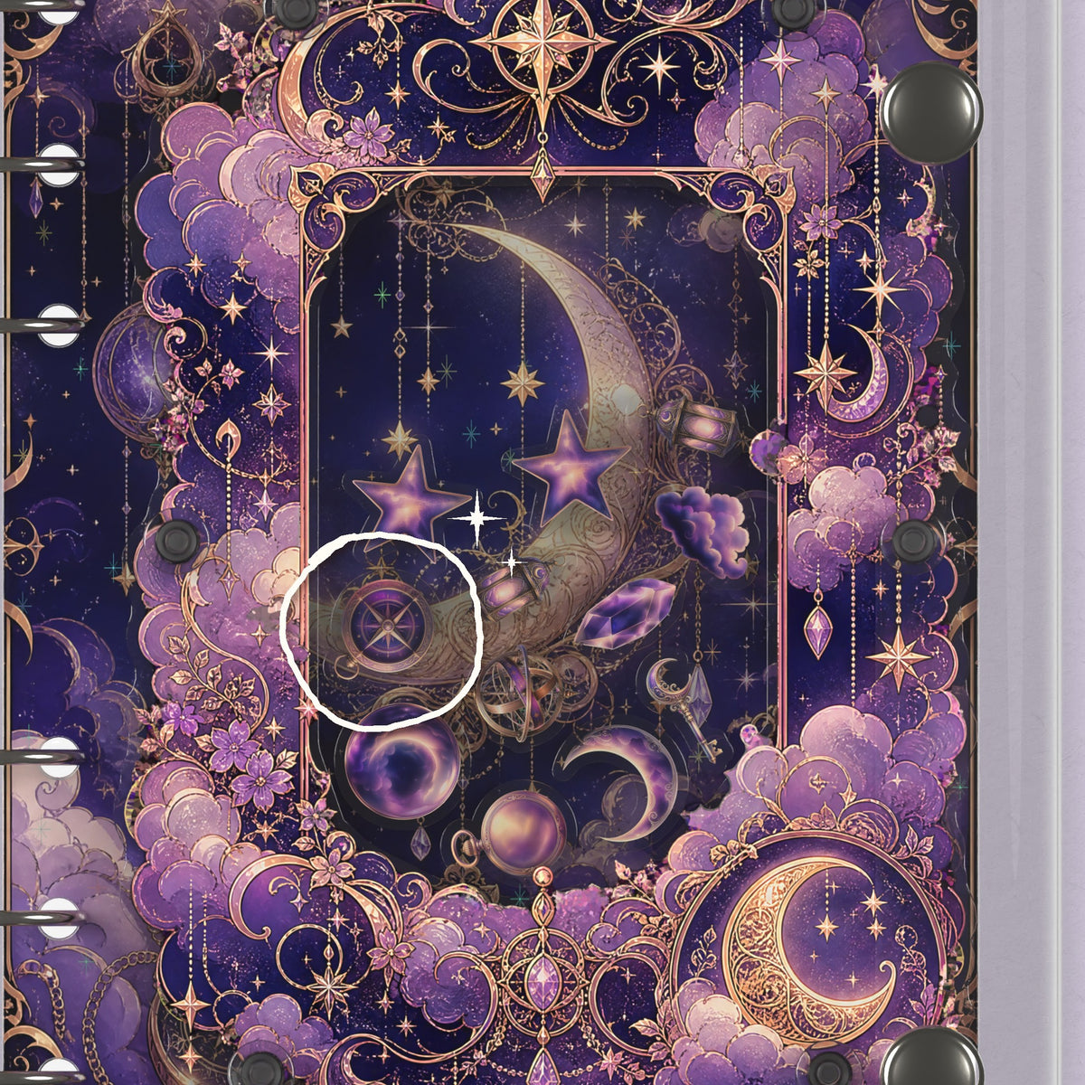 Close-up of the shaker window and charms, Crescent Moon