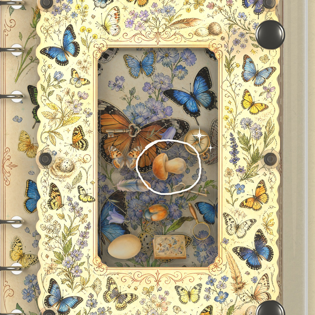 Close-up of the shaker window and charms, Butterfly Wildflowers