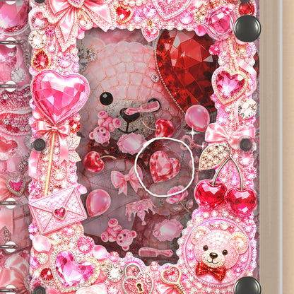 Close-up of the shaker window and charms, Jeweled Plush Bear