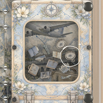 Close-up of the shaker window and charms, Vintage Suitcase Atlas