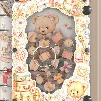 Close-up of the shaker window and charms, Vintage Teddy Bear