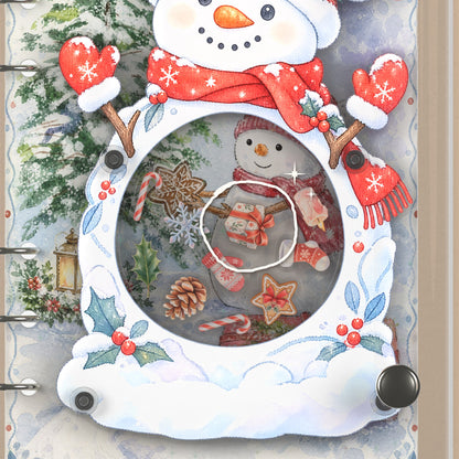 Close-up of the shaker window and charms, Christmas Snowman