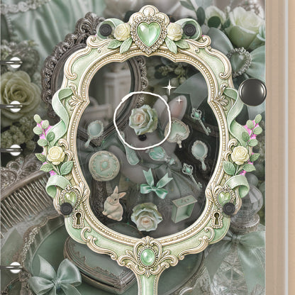 Close-up of the shaker window and charms, Green Mirror Vanity