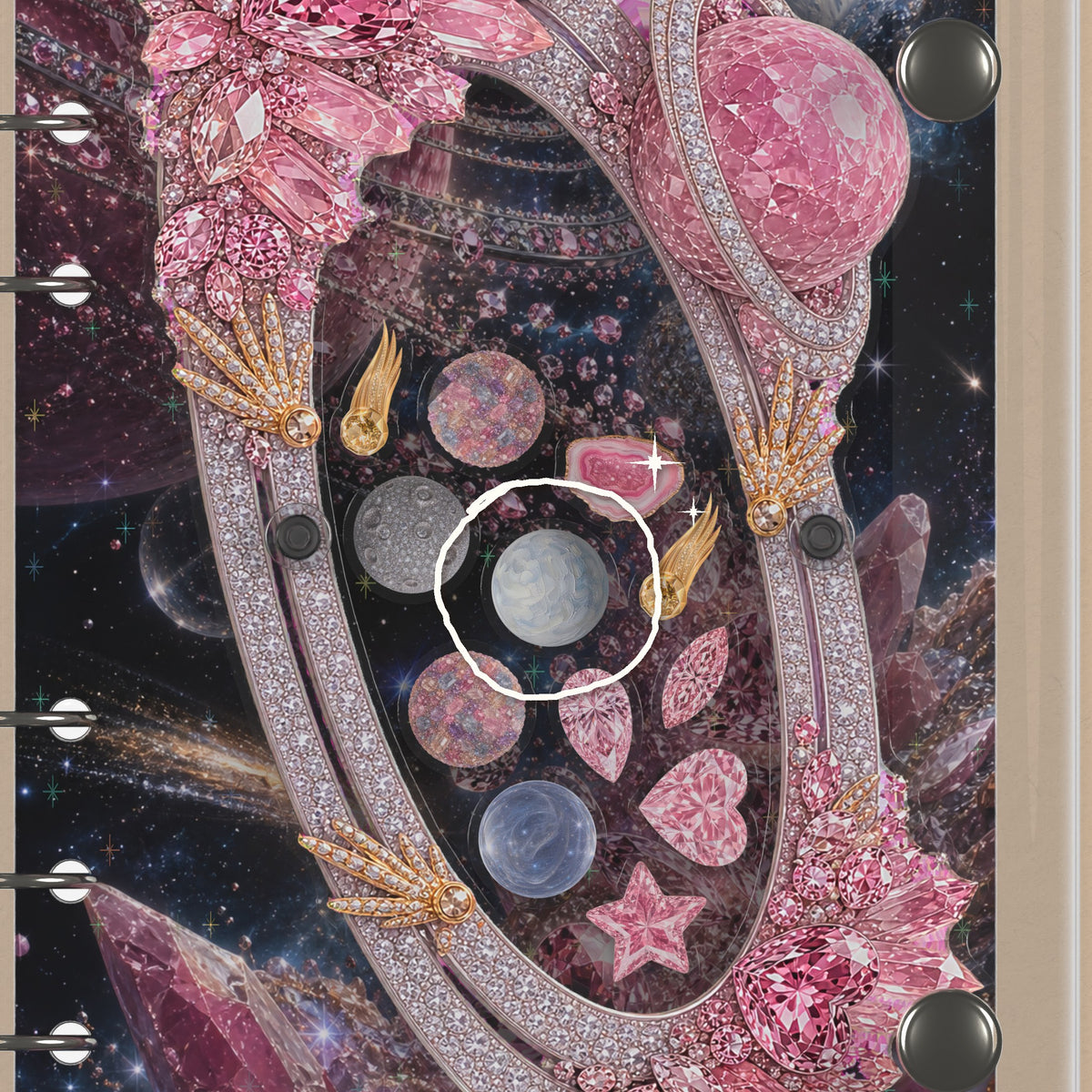Close-up of the shaker window and charms, Pink Diamond Planet