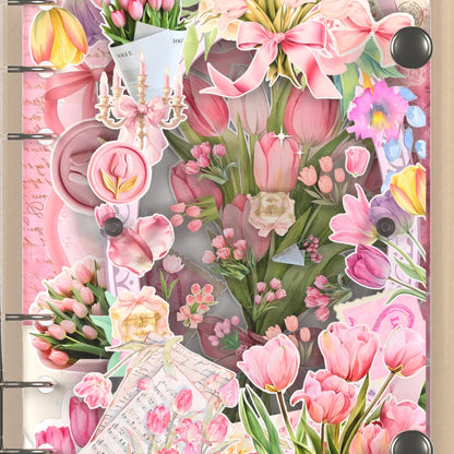 Close-up of the shaker window and charms, Pink Tulips