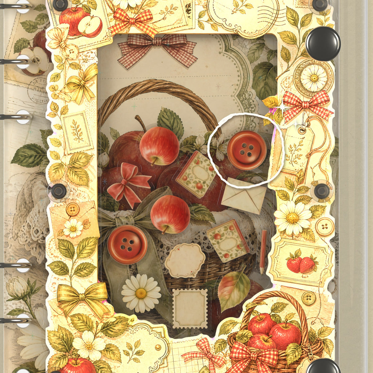 Close-up of the shaker window and charms, Apple Basket