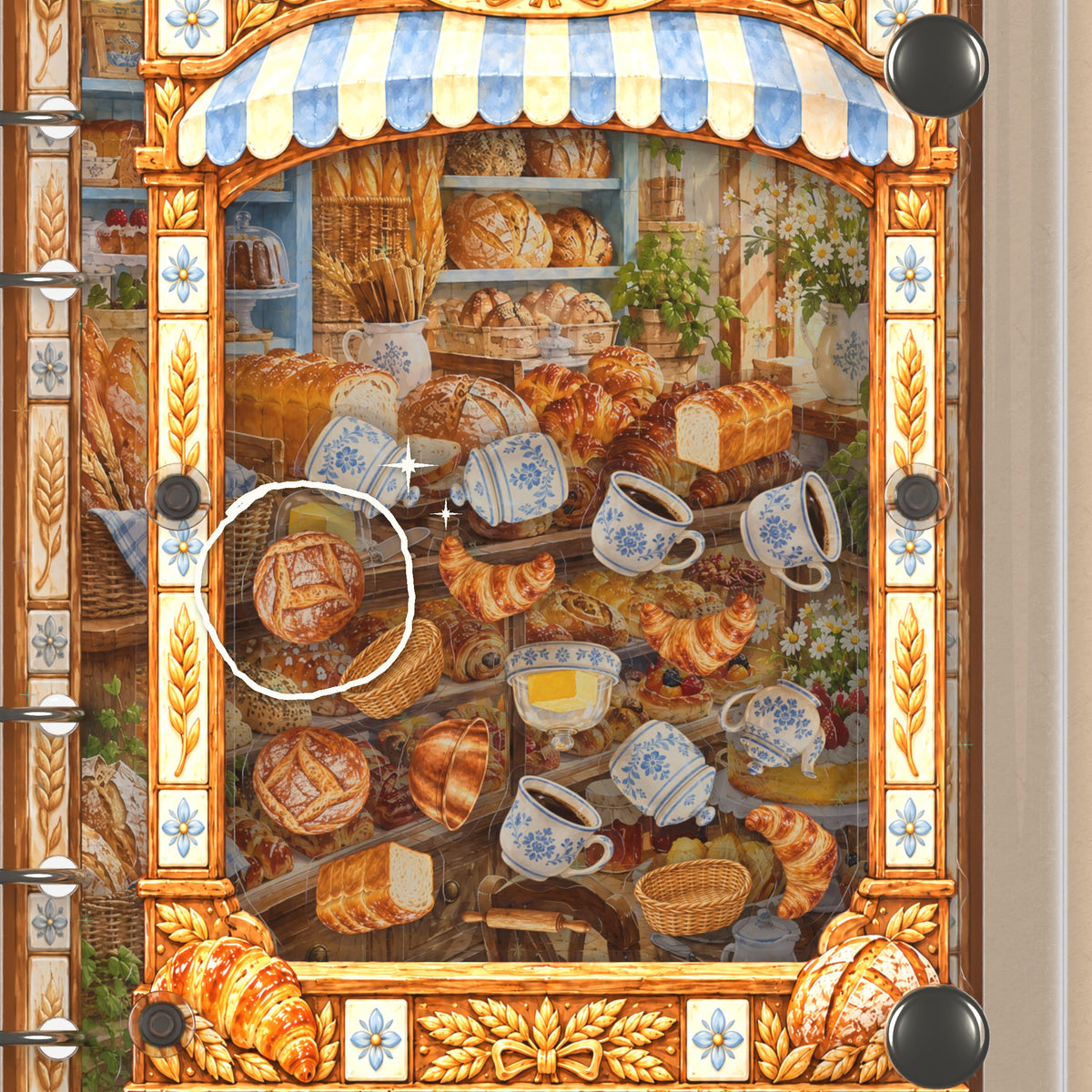 Close-up of the shaker window and charms, Blue Tile Bakery
