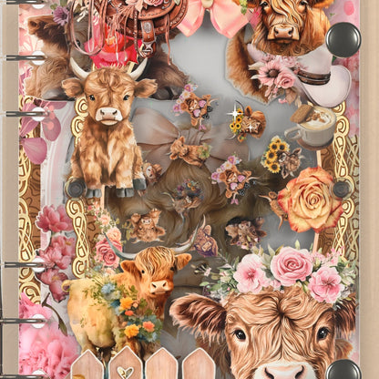 Close-up of the shaker window and charms, Floral Highland Cows