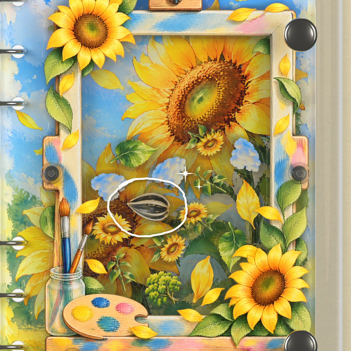 Close-up of the shaker window and charms, Sunflower Breeze