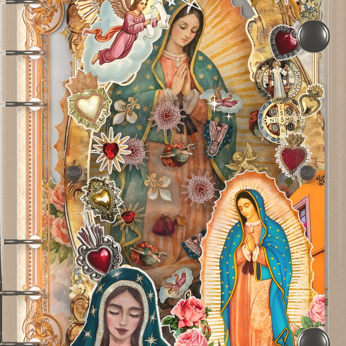 Close-up of the shaker window and charms, Our Lady of Guadalupe