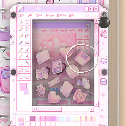 Close-up of the shaker window and charms, Retro Desktop Icons