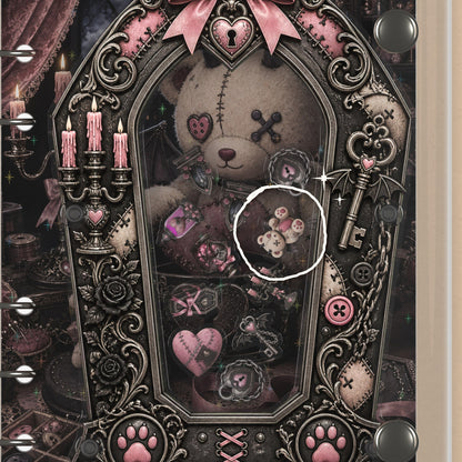 Close-up of the shaker window and charms, Midnight Teddy Doll