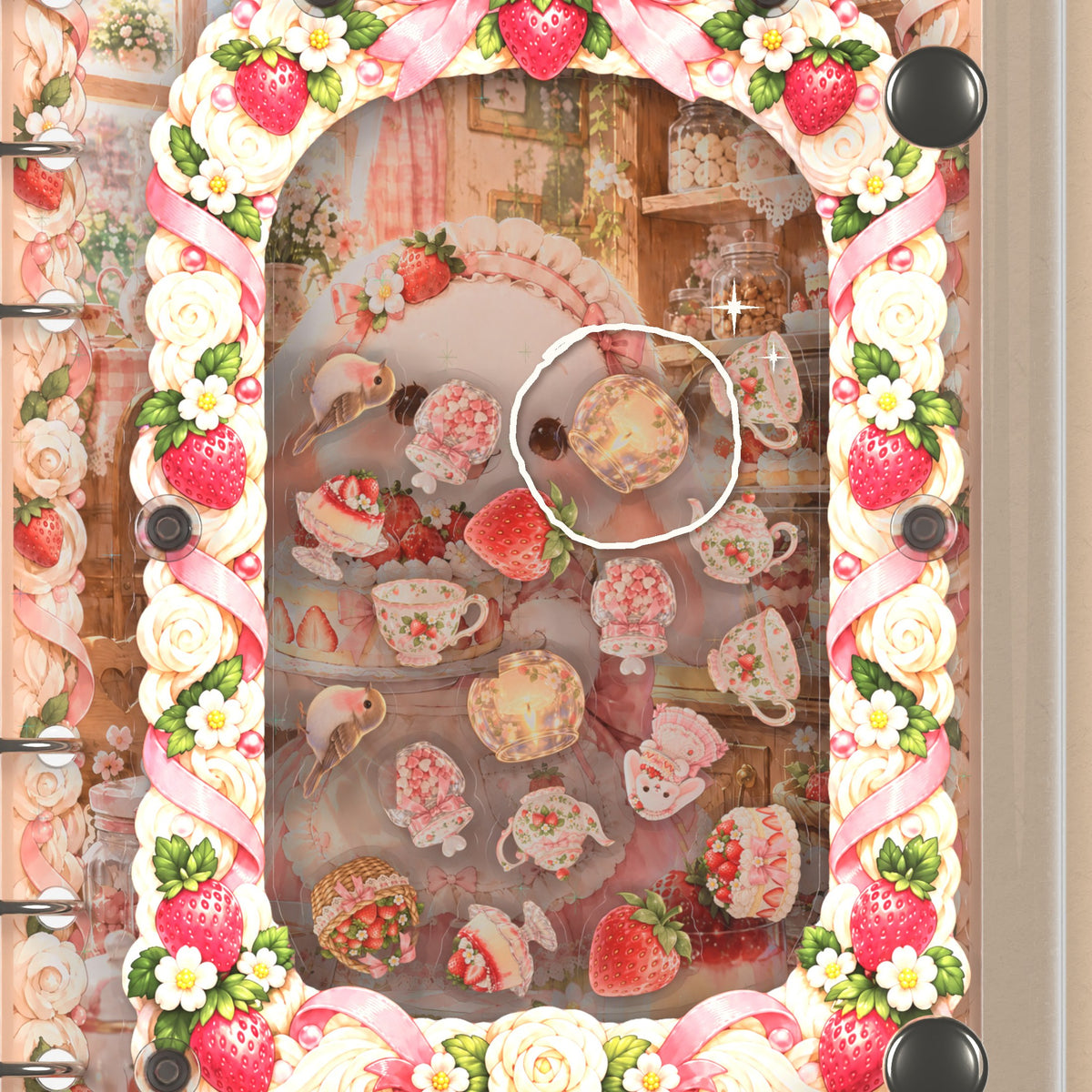 Close-up of the shaker window and charms, Strawberry Bunny