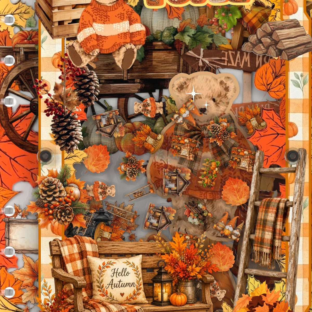 Close-up of the shaker window and charms, Cozy Autumn Porch