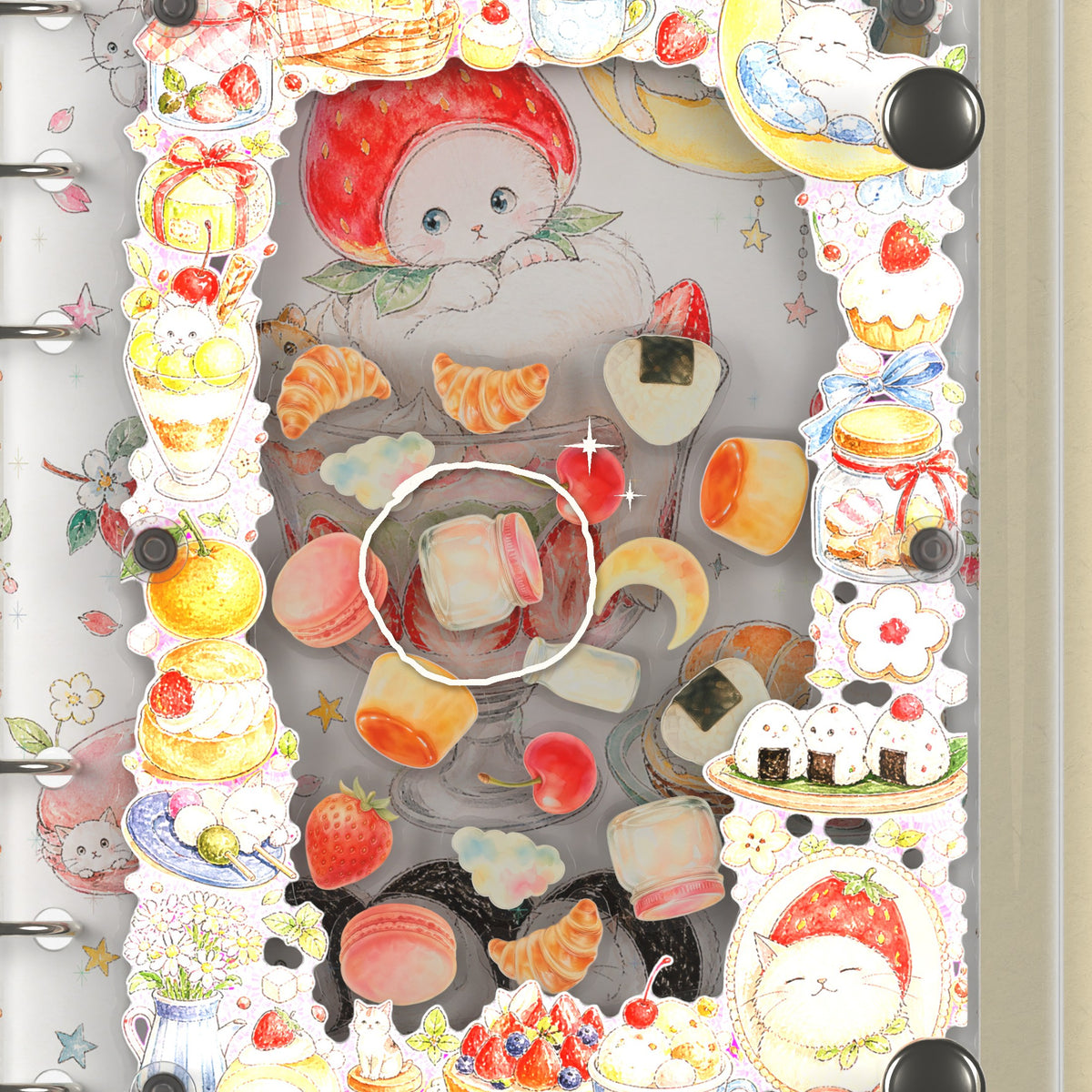 Close-up of the shaker window and charms, Strawberry Cat Sweets