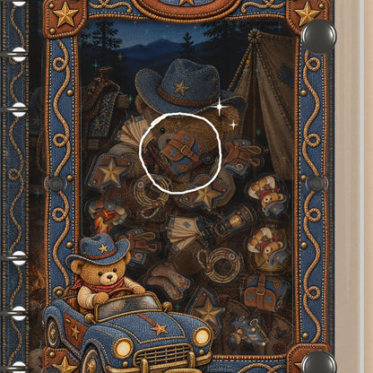 Close-up of the shaker window and charms, Cowboy Bear Camp
