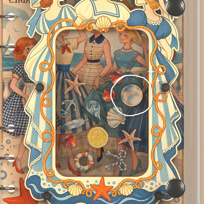 Close-up of the shaker window and charms, Retro Seaside Sisters