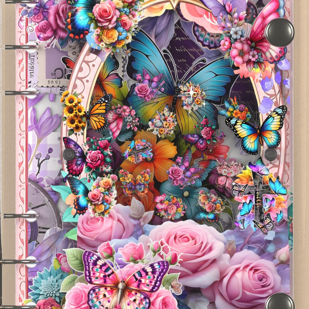 Close-up of the shaker window and charms, Rose Butterflies