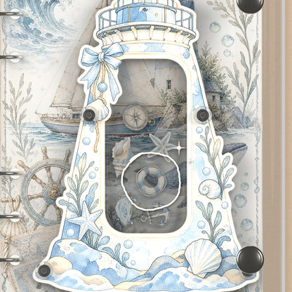 Close-up of the shaker window and charms, White Lighthouse