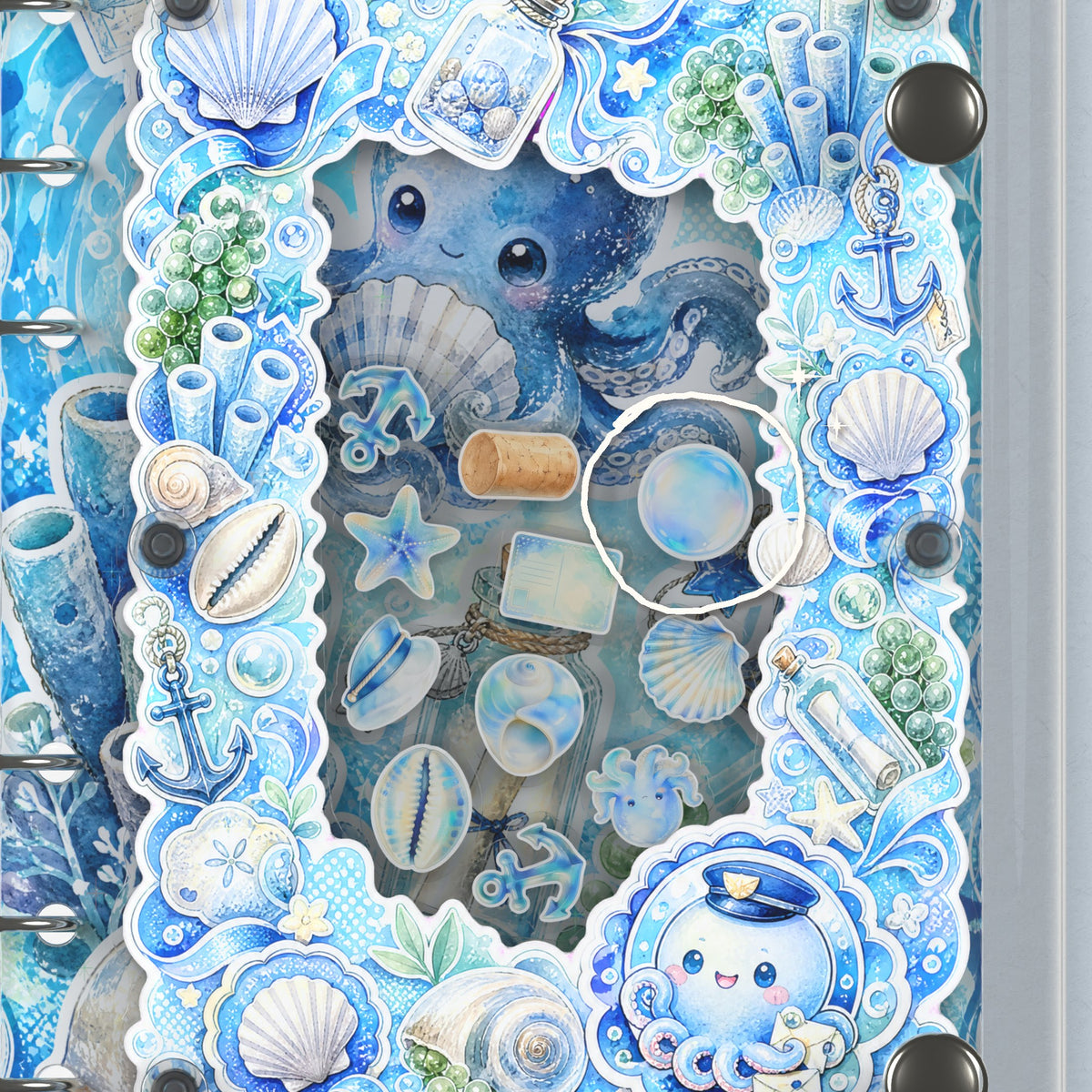 Close-up of the shaker window and charms, Ocean Octopus