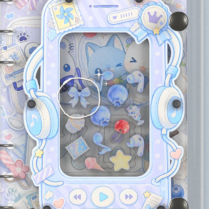 Close-up of the shaker window and charms, Lavender Cat Playlist