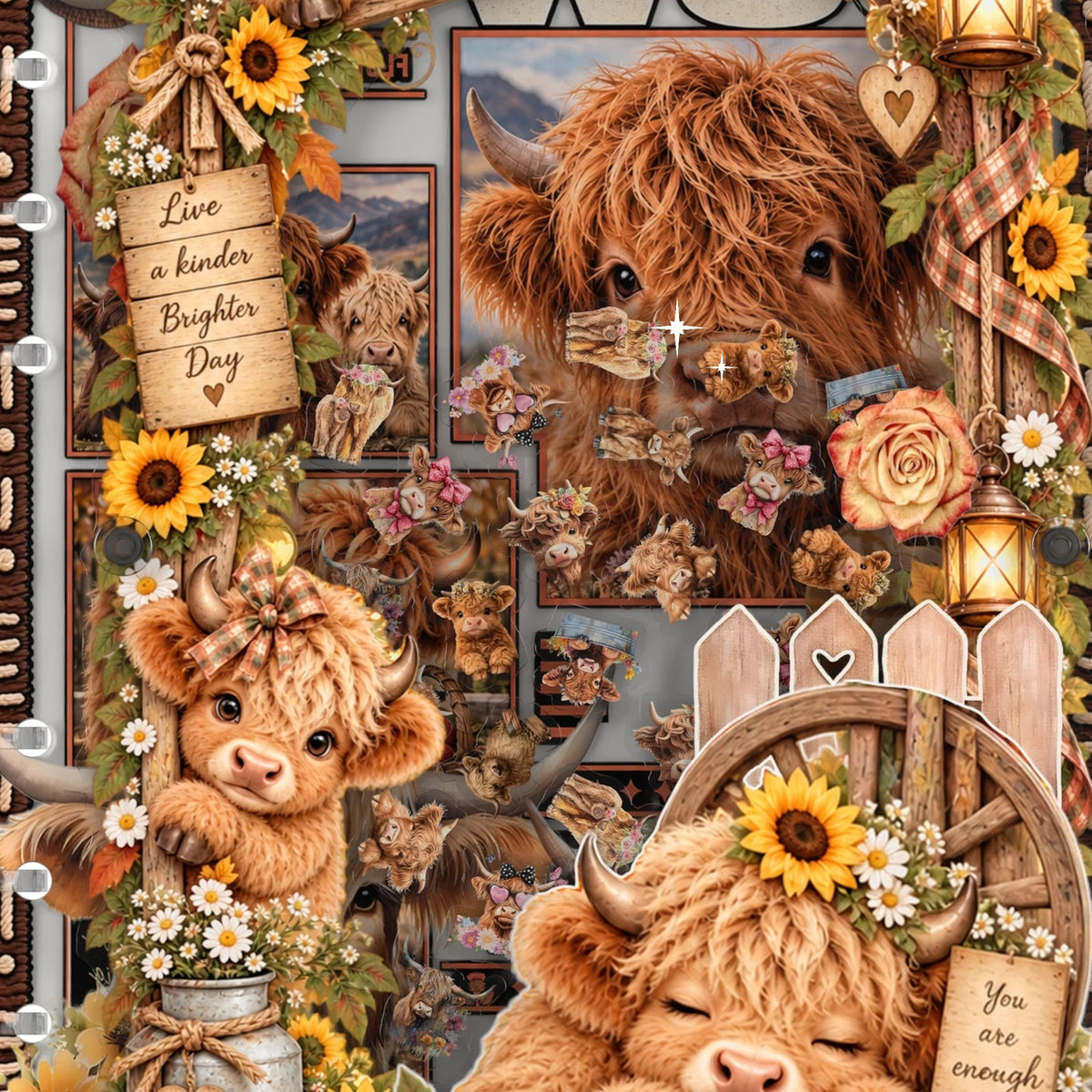 Close-up of the shaker window and charms, Sunflower Highland Calves